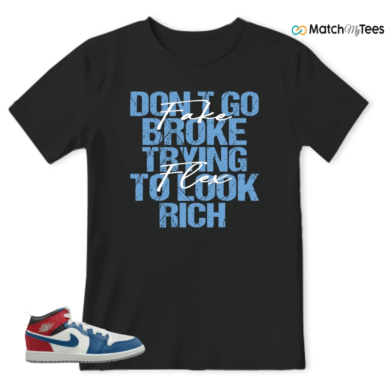 NIKE JORDAN 1 MID TRUE BLUE VARSITY RED (PS) SNEAKER Matching Tees t-shirt