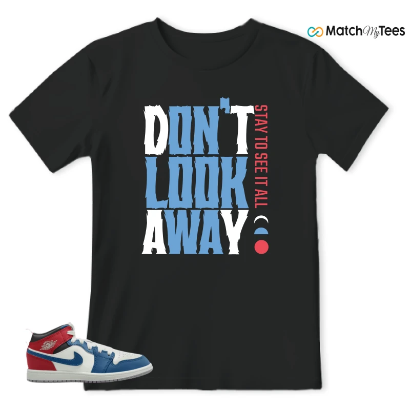 NIKE JORDAN 1 MID TRUE BLUE VARSITY RED (PS) SNEAKER Matching Tees t-shirt