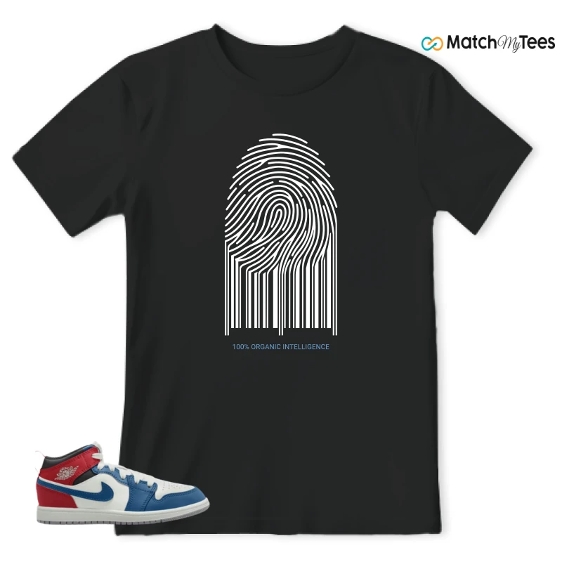 NIKE JORDAN 1 MID TRUE BLUE VARSITY RED (PS) SNEAKER Matching Tees t-shirt