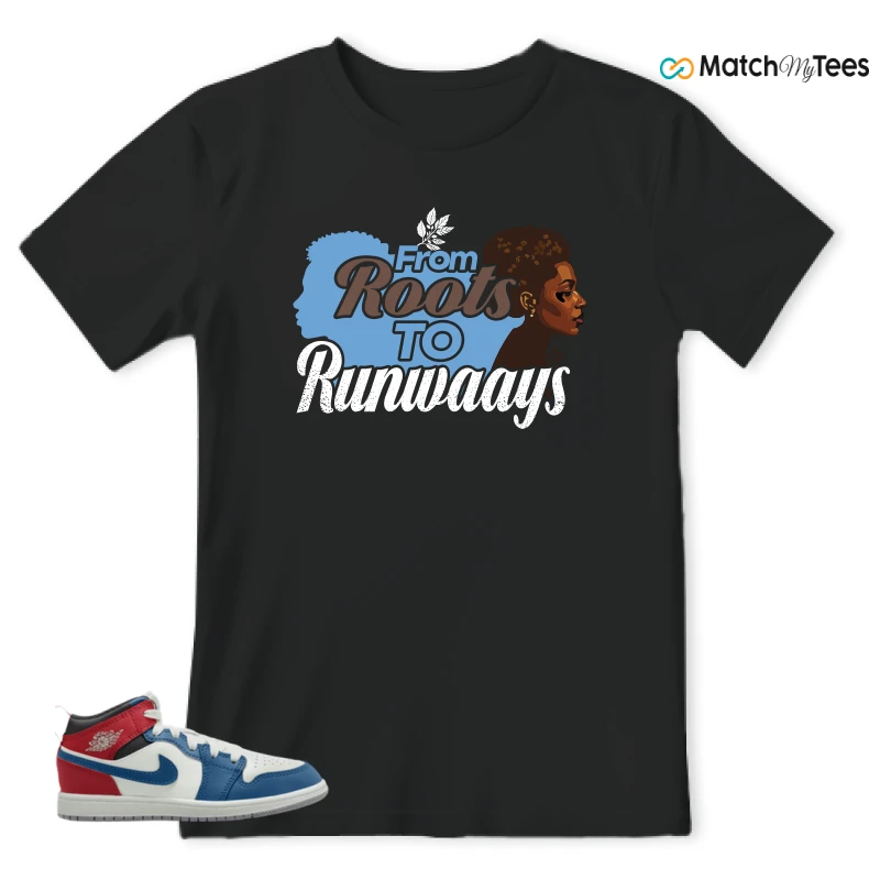 NIKE JORDAN 1 MID TRUE BLUE VARSITY RED (PS) SNEAKER Matching Tees t-shirt