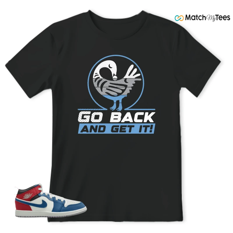 NIKE JORDAN 1 MID TRUE BLUE VARSITY RED (PS) SNEAKER Matching Tees t-shirt