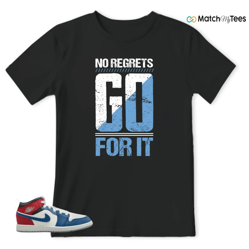 NIKE JORDAN 1 MID TRUE BLUE VARSITY RED (PS) SNEAKER Matching Tees t-shirt