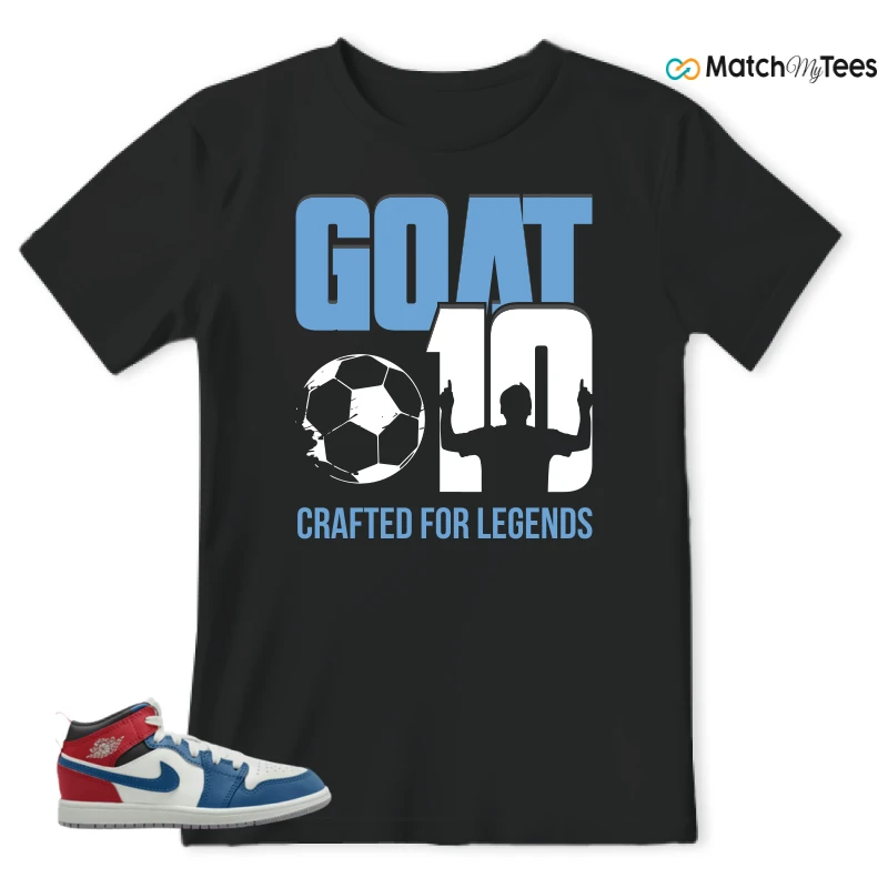 NIKE JORDAN 1 MID TRUE BLUE VARSITY RED (PS) SNEAKER Matching Tees t-shirt