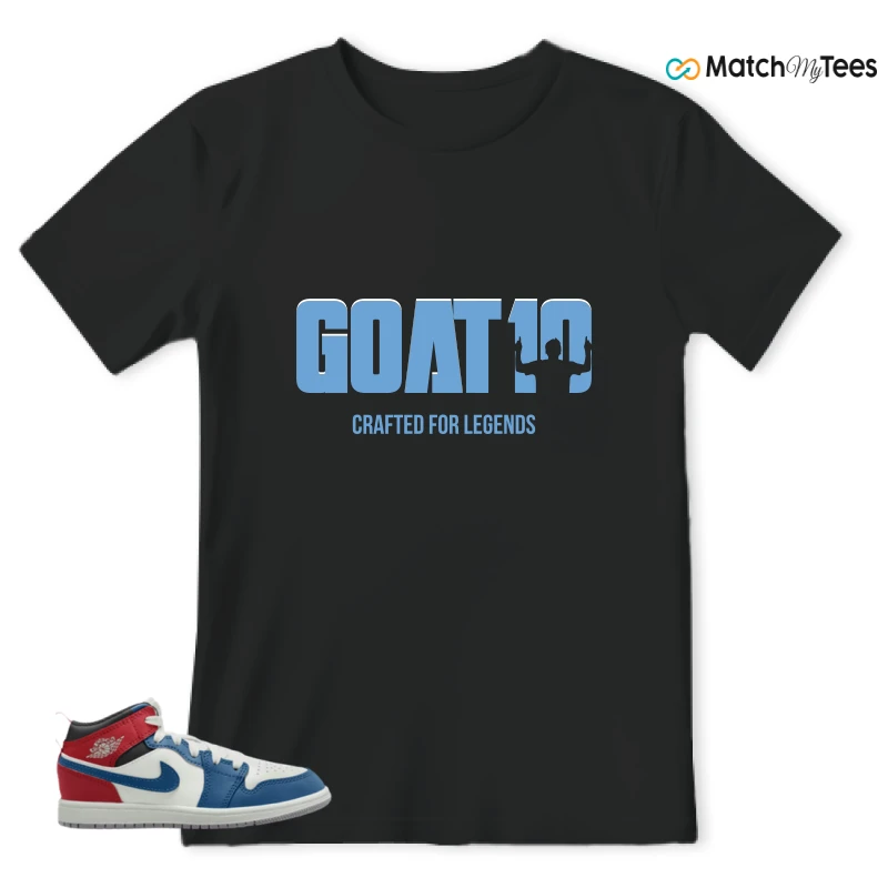 NIKE JORDAN 1 MID TRUE BLUE VARSITY RED (PS) SNEAKER Matching Tees t-shirt