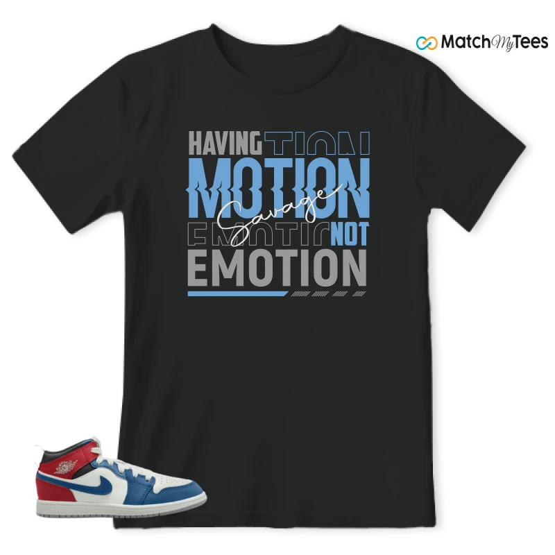 NIKE JORDAN 1 MID TRUE BLUE VARSITY RED (PS) SNEAKER Matching Tees t-shirt