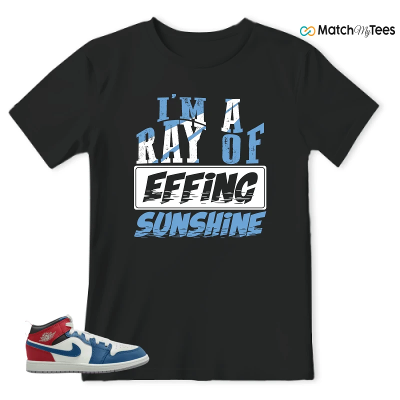 NIKE JORDAN 1 MID TRUE BLUE VARSITY RED (PS) SNEAKER Matching Tees t-shirt