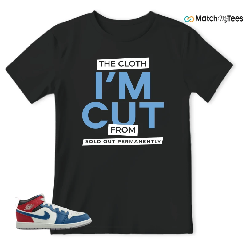 NIKE JORDAN 1 MID TRUE BLUE VARSITY RED (PS) SNEAKER Matching Tees t-shirt
