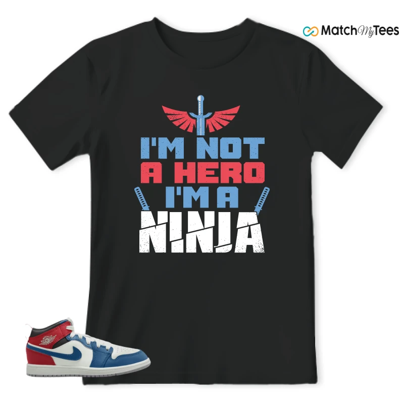 NIKE JORDAN 1 MID TRUE BLUE VARSITY RED (PS) SNEAKER Matching Tees t-shirt