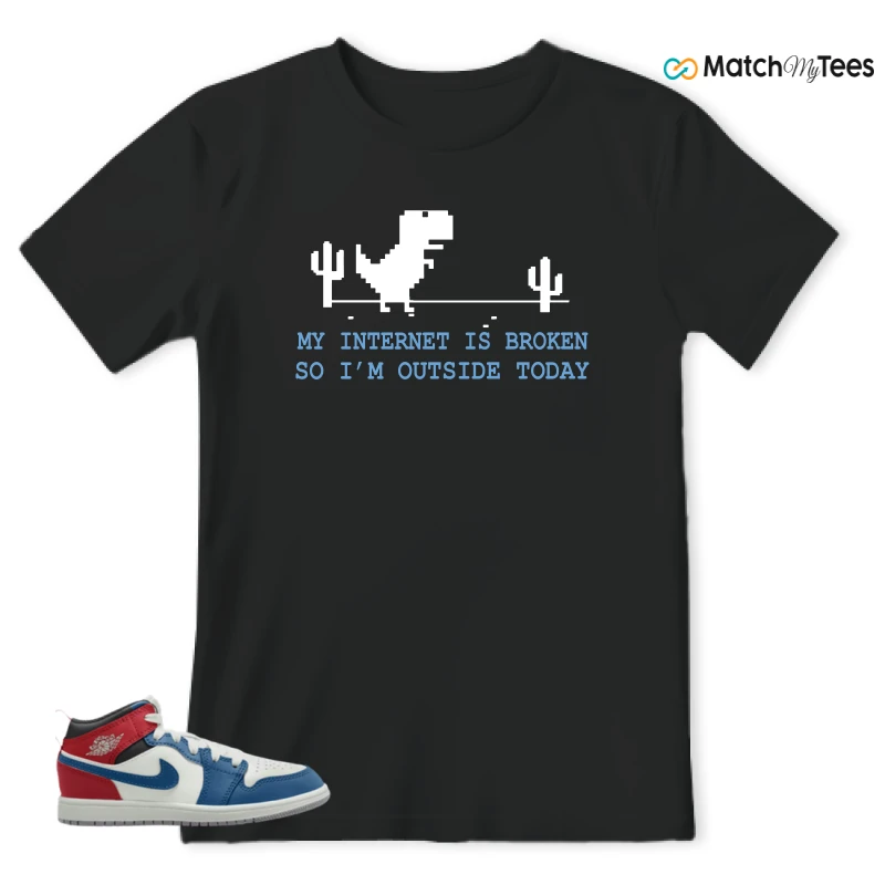 NIKE JORDAN 1 MID TRUE BLUE VARSITY RED (PS) SNEAKER Matching Tees t-shirt