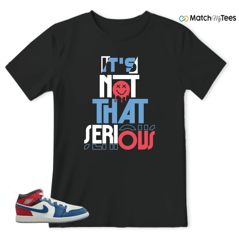 NIKE JORDAN 1 MID TRUE BLUE VARSITY RED (PS) SNEAKER Matching Tees t-shirt