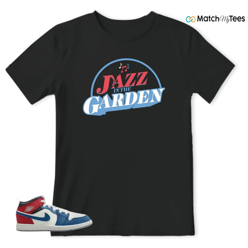 NIKE JORDAN 1 MID TRUE BLUE VARSITY RED (PS) SNEAKER Matching Tees t-shirt