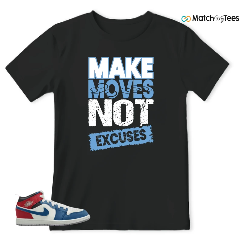 NIKE JORDAN 1 MID TRUE BLUE VARSITY RED (PS) SNEAKER Matching Tees t-shirt