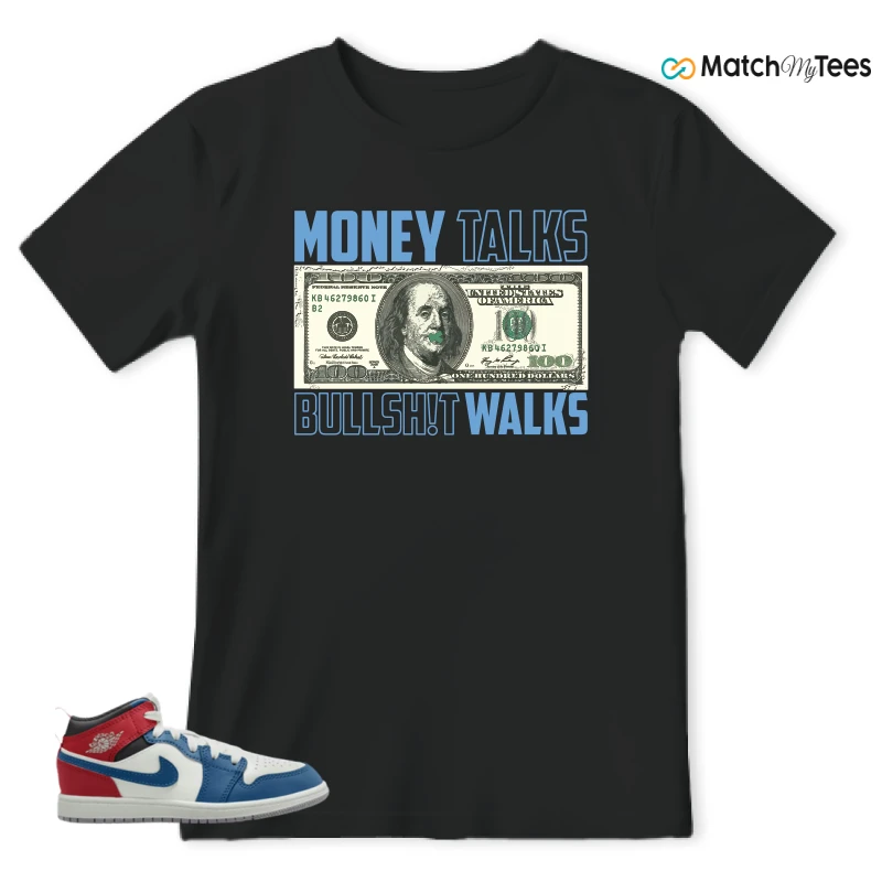 NIKE JORDAN 1 MID TRUE BLUE VARSITY RED (PS) SNEAKER Matching Tees t-shirt