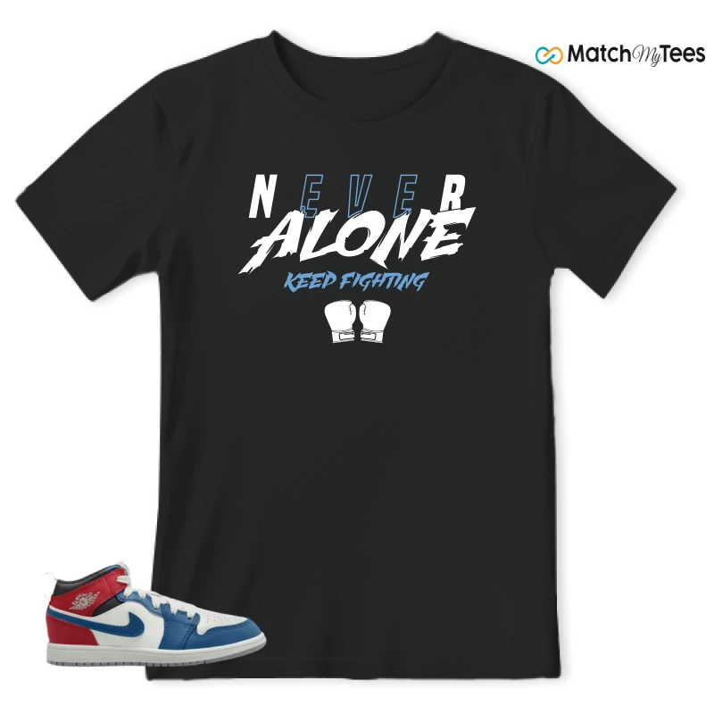 NIKE JORDAN 1 MID TRUE BLUE VARSITY RED (PS) SNEAKER Matching Tees t-shirt