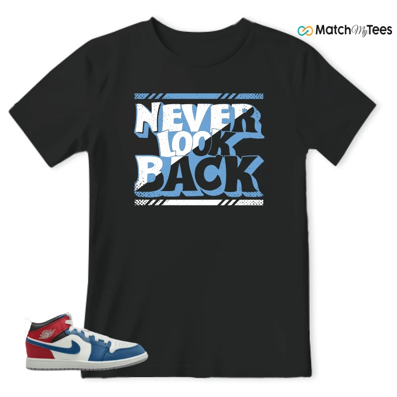 NIKE JORDAN 1 MID TRUE BLUE VARSITY RED (PS) SNEAKER Matching Tees t-shirt