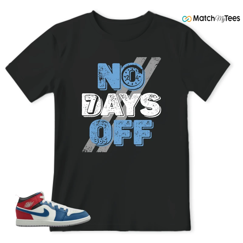NIKE JORDAN 1 MID TRUE BLUE VARSITY RED (PS) SNEAKER Matching Tees t-shirt