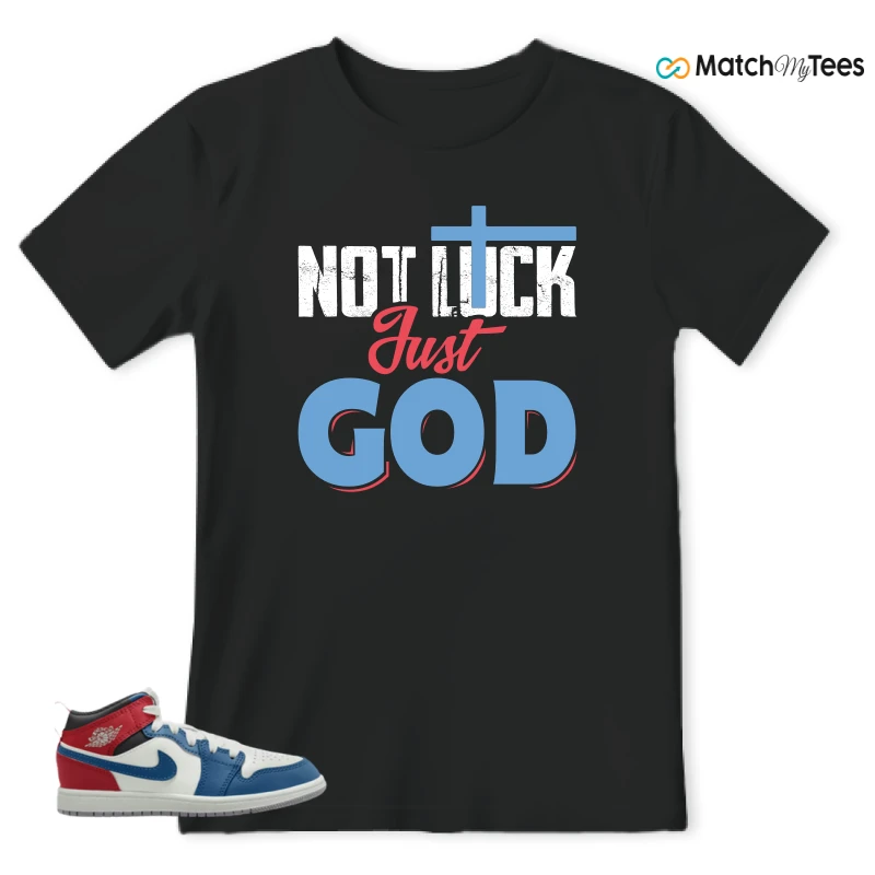 NIKE JORDAN 1 MID TRUE BLUE VARSITY RED (PS) SNEAKER Matching Tees t-shirt