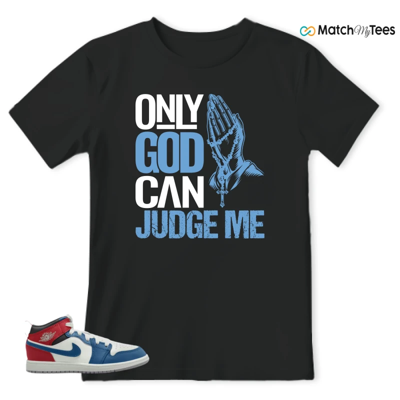NIKE JORDAN 1 MID TRUE BLUE VARSITY RED (PS) SNEAKER Matching Tees t-shirt