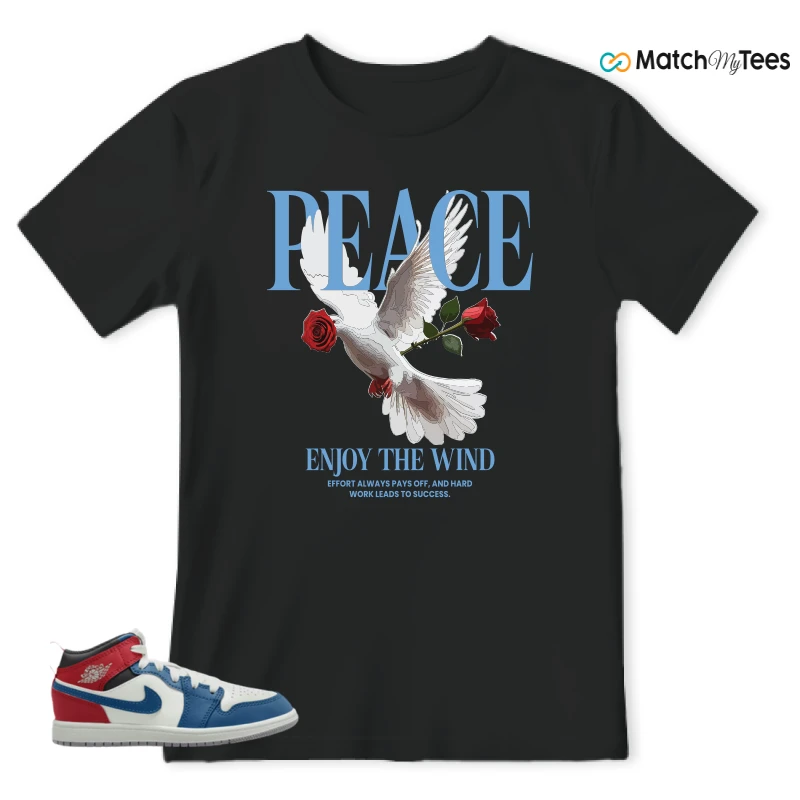 NIKE JORDAN 1 MID TRUE BLUE VARSITY RED (PS) SNEAKER Matching Tees t-shirt