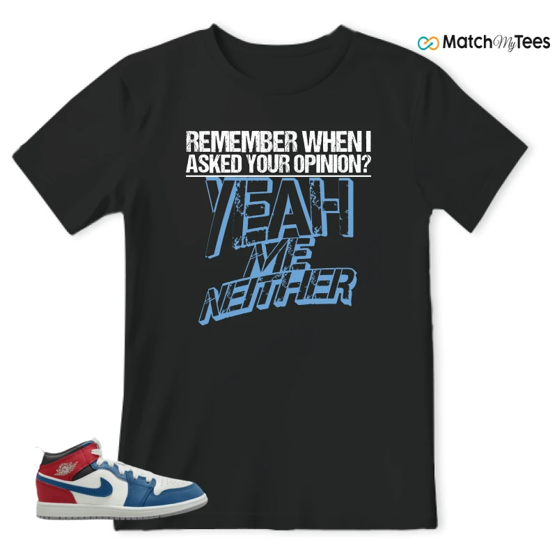 NIKE JORDAN 1 MID TRUE BLUE VARSITY RED (PS) SNEAKER Matching Tees t-shirt