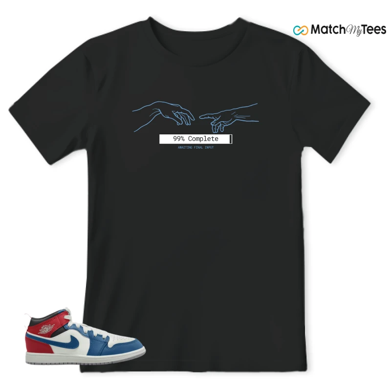 NIKE JORDAN 1 MID TRUE BLUE VARSITY RED (PS) SNEAKER Matching Tees t-shirt