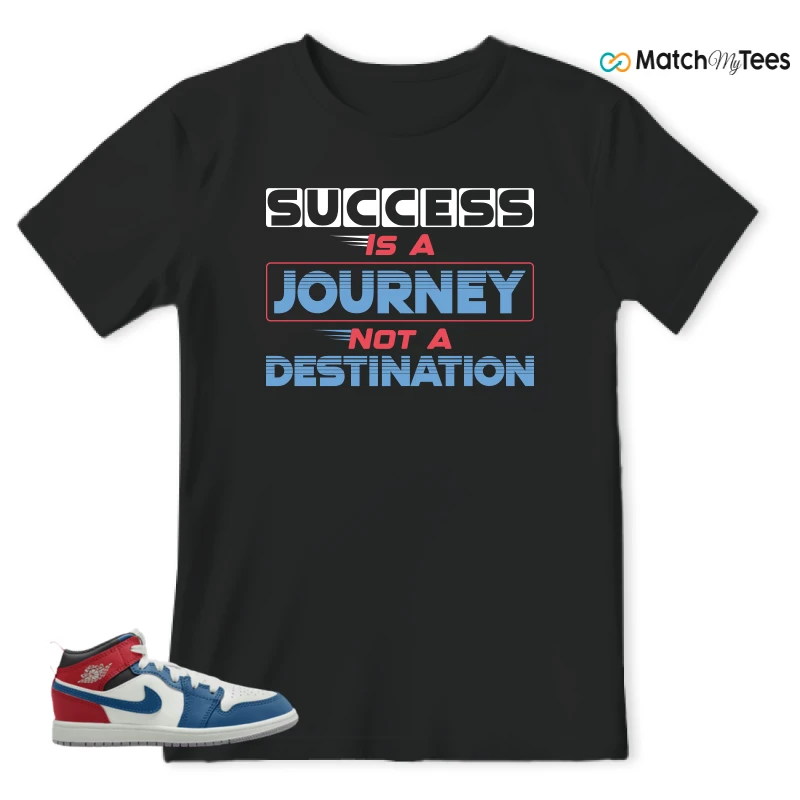 NIKE JORDAN 1 MID TRUE BLUE VARSITY RED (PS) SNEAKER Matching Tees t-shirt