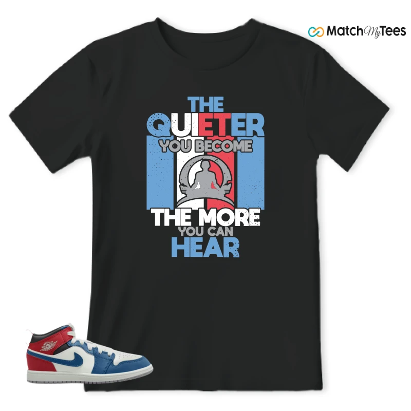 NIKE JORDAN 1 MID TRUE BLUE VARSITY RED (PS) SNEAKER Matching Tees t-shirt