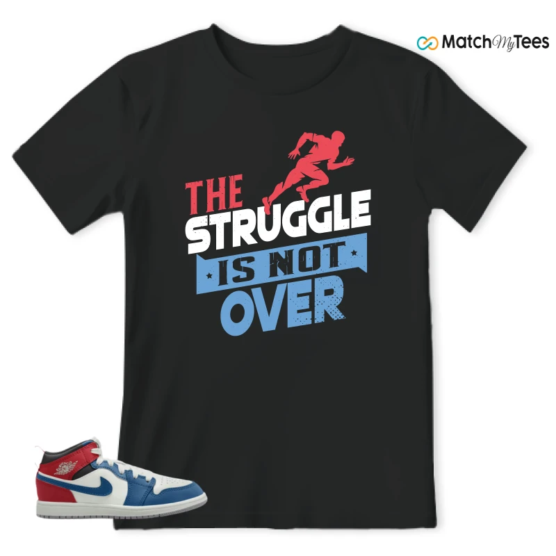 NIKE JORDAN 1 MID TRUE BLUE VARSITY RED (PS) SNEAKER Matching Tees t-shirt