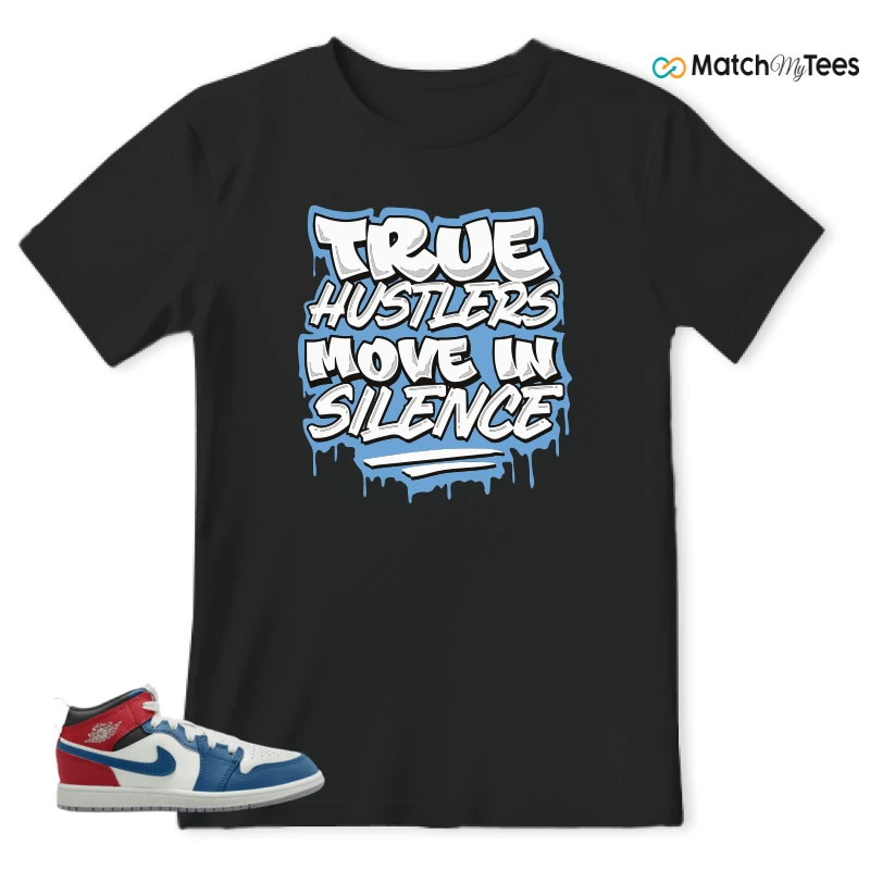 NIKE JORDAN 1 MID TRUE BLUE VARSITY RED (PS) SNEAKER Matching Tees t-shirt