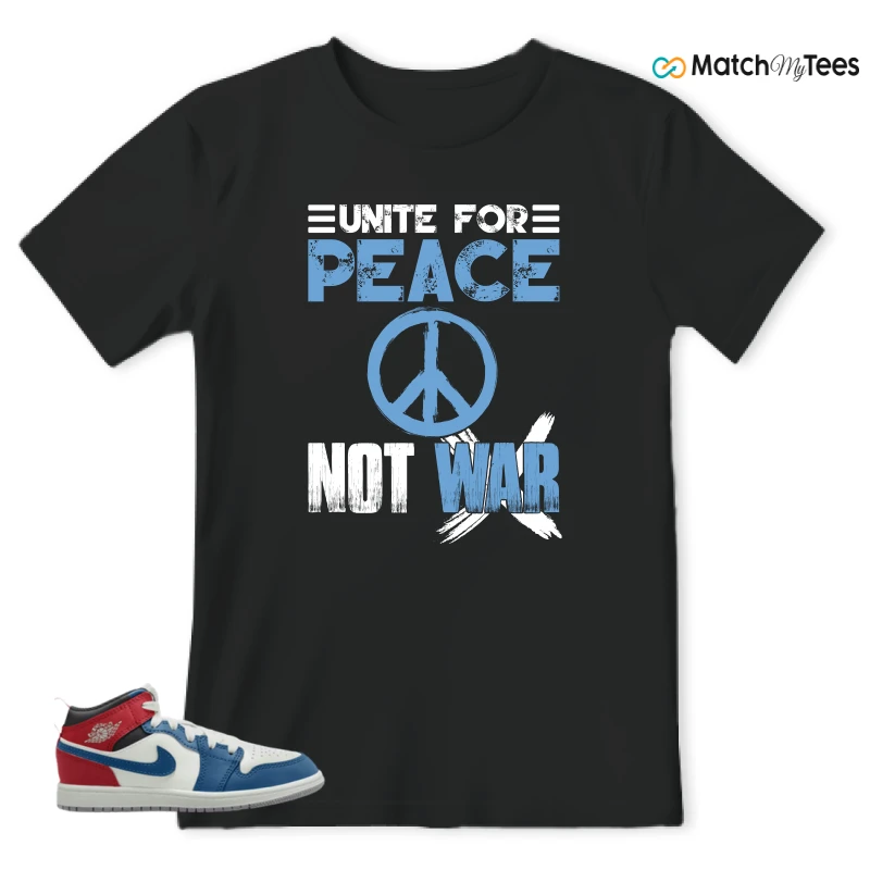 NIKE JORDAN 1 MID TRUE BLUE VARSITY RED (PS) SNEAKER Matching Tees t-shirt