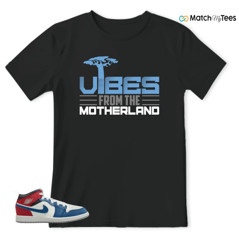 NIKE JORDAN 1 MID TRUE BLUE VARSITY RED (PS) SNEAKER Matching Tees t-shirt