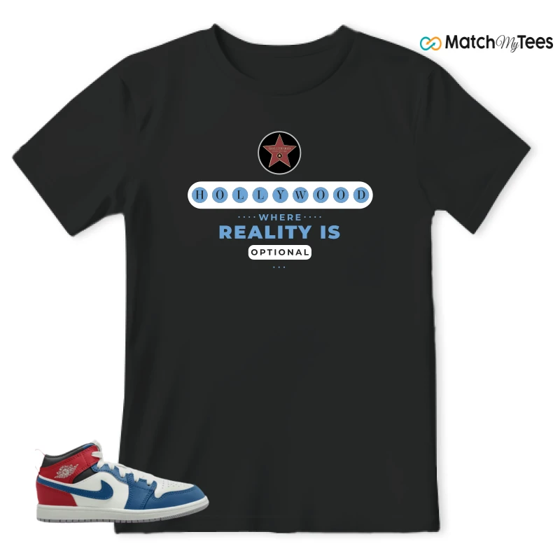 NIKE JORDAN 1 MID TRUE BLUE VARSITY RED (PS) SNEAKER Matching Tees t-shirt