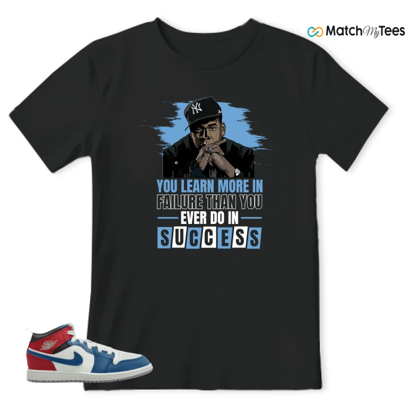 NIKE JORDAN 1 MID TRUE BLUE VARSITY RED (PS) SNEAKER Matching Tees t-shirt
