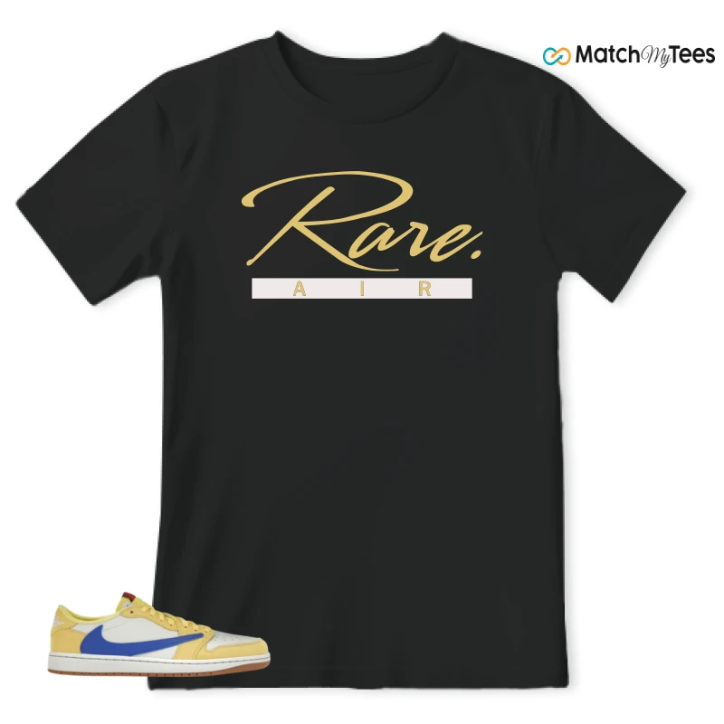 NIKE JORDAN 1 RETRO LOW OG SP TRAVIS SCOTT CANARY (WOMEN'S) SNEAKER/CANARY/RACER BLUE/LIGHT SILVER/GUM MEDIUM BROWN matching T-shirt