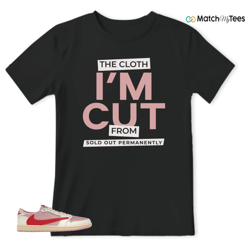 NIKE JORDAN 1 RETRO LOW OG SP TRAVIS SCOTT SAIL TROPICAL PINK SNEAKER/SAIL/TROPICAL PINK/SHY PINK/MUSLIN matching T-shirt