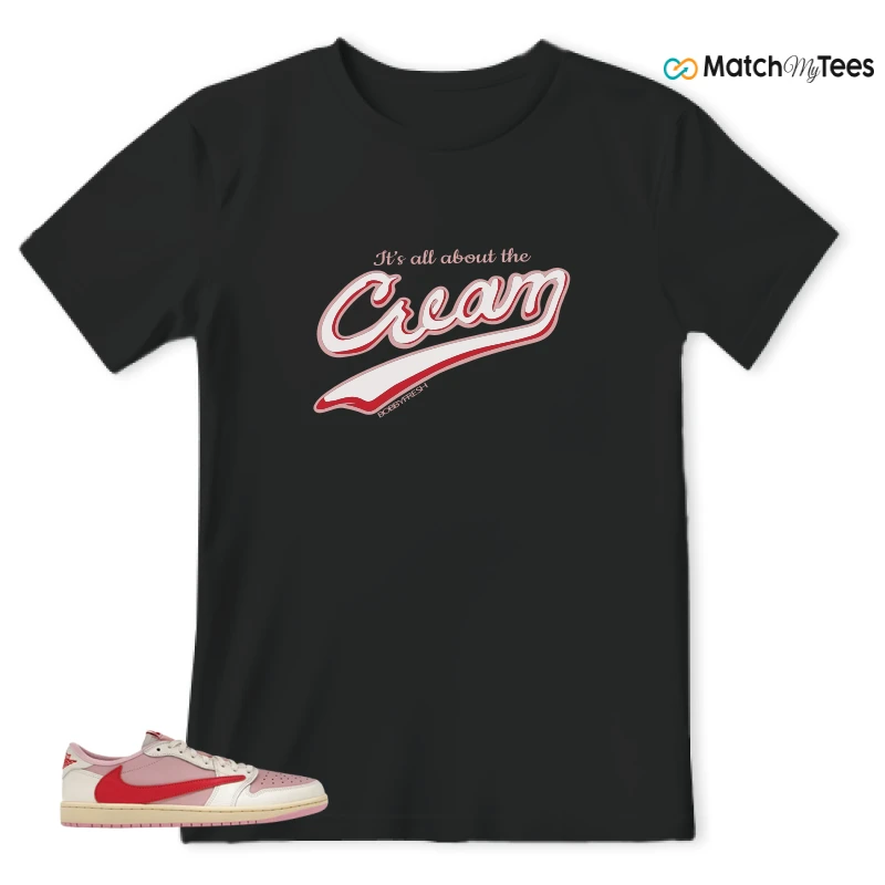 NIKE JORDAN 1 RETRO LOW OG SP TRAVIS SCOTT SAIL TROPICAL PINK SNEAKER/SAIL/TROPICAL PINK/SHY PINK/MUSLIN matching T-shirt