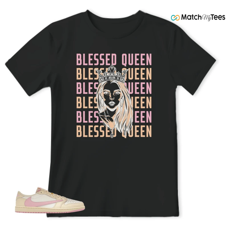 NIKE JORDAN 1 RETRO LOW OG SP TRAVIS SCOTT SHY PINK SNEAKER/MUSLIN/SHY PINK/SAIL/UNIVERSITY RED matching T-shirt