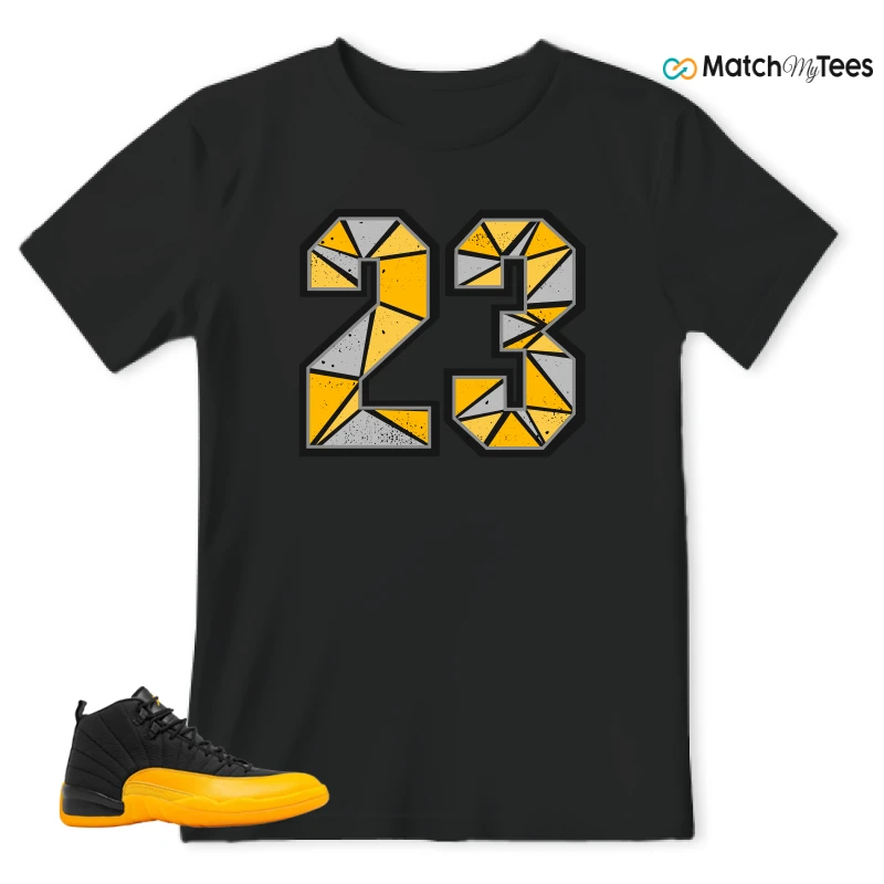 NIKE JORDAN 12 RETRO BLACK UNIVERSITY GOLD SNEAKER Matching Tees t-shirt