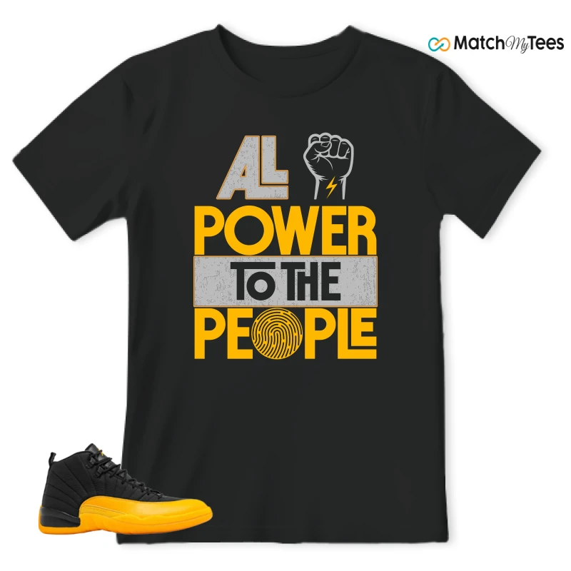 NIKE JORDAN 12 RETRO BLACK UNIVERSITY GOLD SNEAKER Matching Tees t-shirt