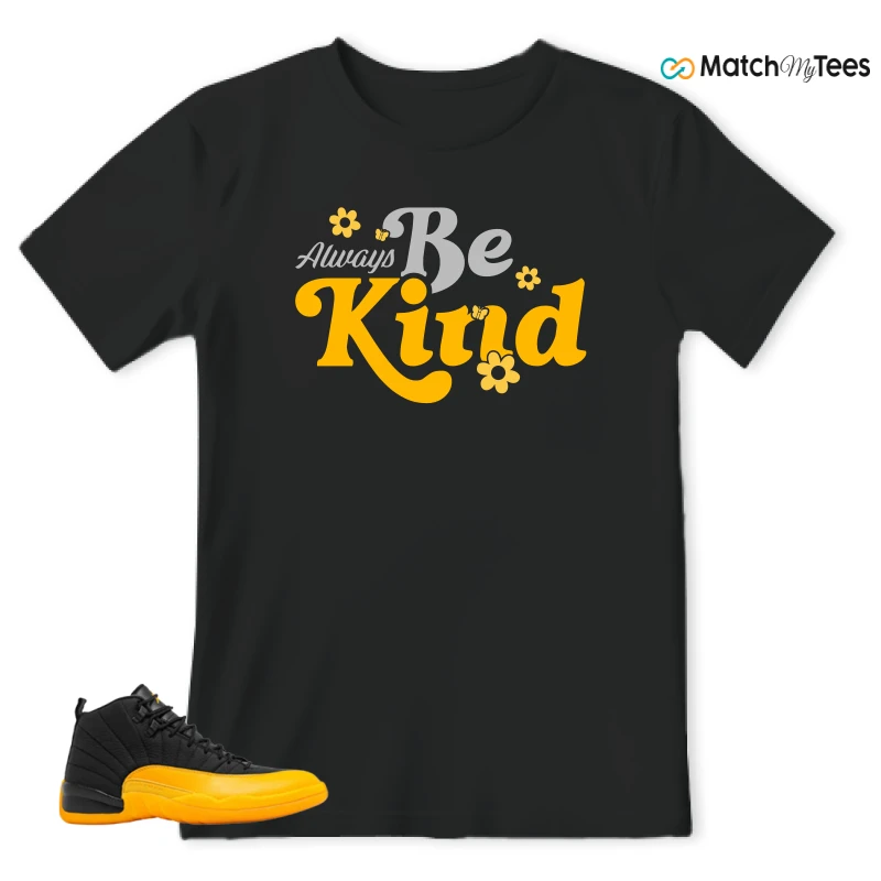 NIKE JORDAN 12 RETRO BLACK UNIVERSITY GOLD SNEAKER Matching Tees t-shirt