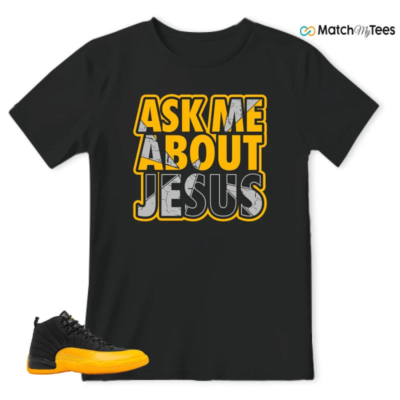 NIKE JORDAN 12 RETRO BLACK UNIVERSITY GOLD SNEAKER Matching Tees t-shirt
