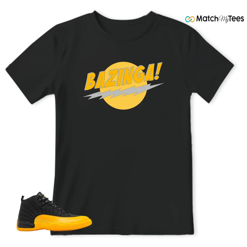 NIKE JORDAN 12 RETRO BLACK UNIVERSITY GOLD SNEAKER Matching Tees t-shirt