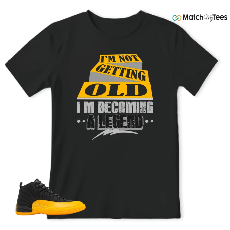 NIKE JORDAN 12 RETRO BLACK UNIVERSITY GOLD SNEAKER Matching Tees t-shirt