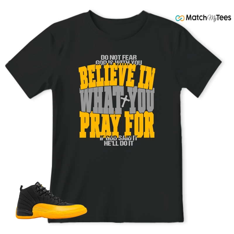 NIKE JORDAN 12 RETRO BLACK UNIVERSITY GOLD SNEAKER Matching Tees t-shirt