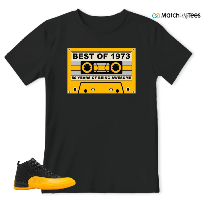 NIKE JORDAN 12 RETRO BLACK UNIVERSITY GOLD SNEAKER Matching Tees t-shirt