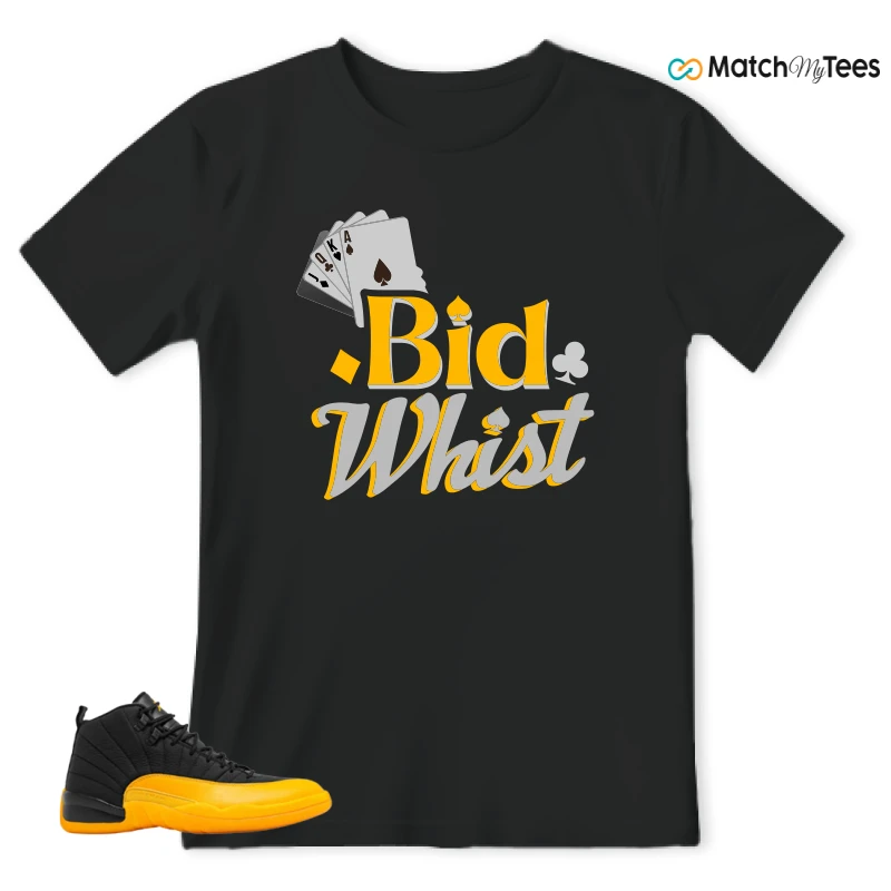 NIKE JORDAN 12 RETRO BLACK UNIVERSITY GOLD SNEAKER Matching Tees t-shirt