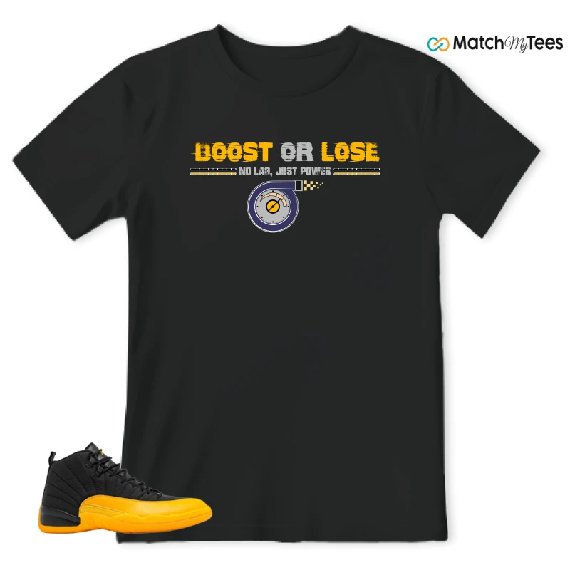 NIKE JORDAN 12 RETRO BLACK UNIVERSITY GOLD SNEAKER Matching Tees t-shirt
