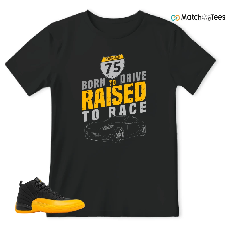NIKE JORDAN 12 RETRO BLACK UNIVERSITY GOLD SNEAKER Matching Tees t-shirt