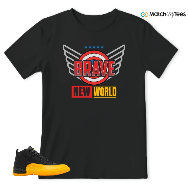 NIKE JORDAN 12 RETRO BLACK UNIVERSITY GOLD SNEAKER Matching Tees t-shirt