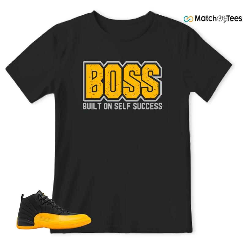NIKE JORDAN 12 RETRO BLACK UNIVERSITY GOLD SNEAKER Matching Tees t-shirt